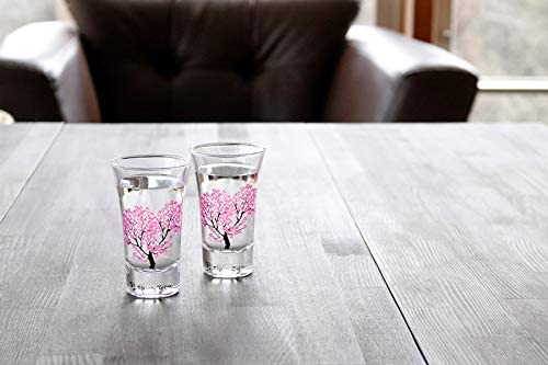 丸高木陶器 - 冷感變色櫻花清酒玻璃對杯｜禮盒包裝｜清酒杯