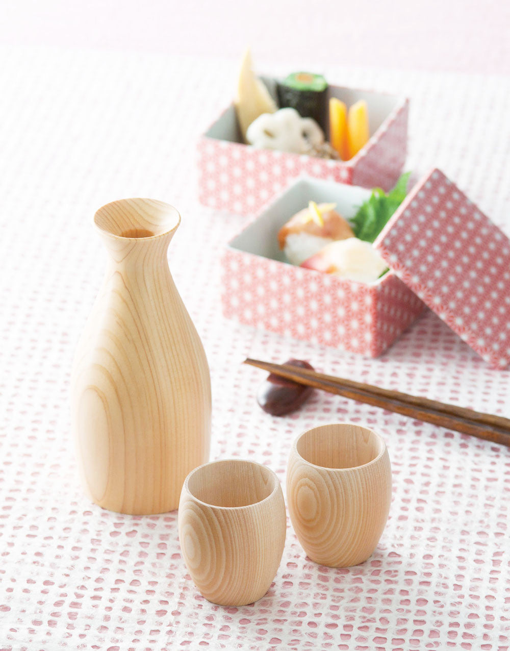 Natural Kitchen - Hinoki Sake Glass Set｜3 Pieces｜Gift Box