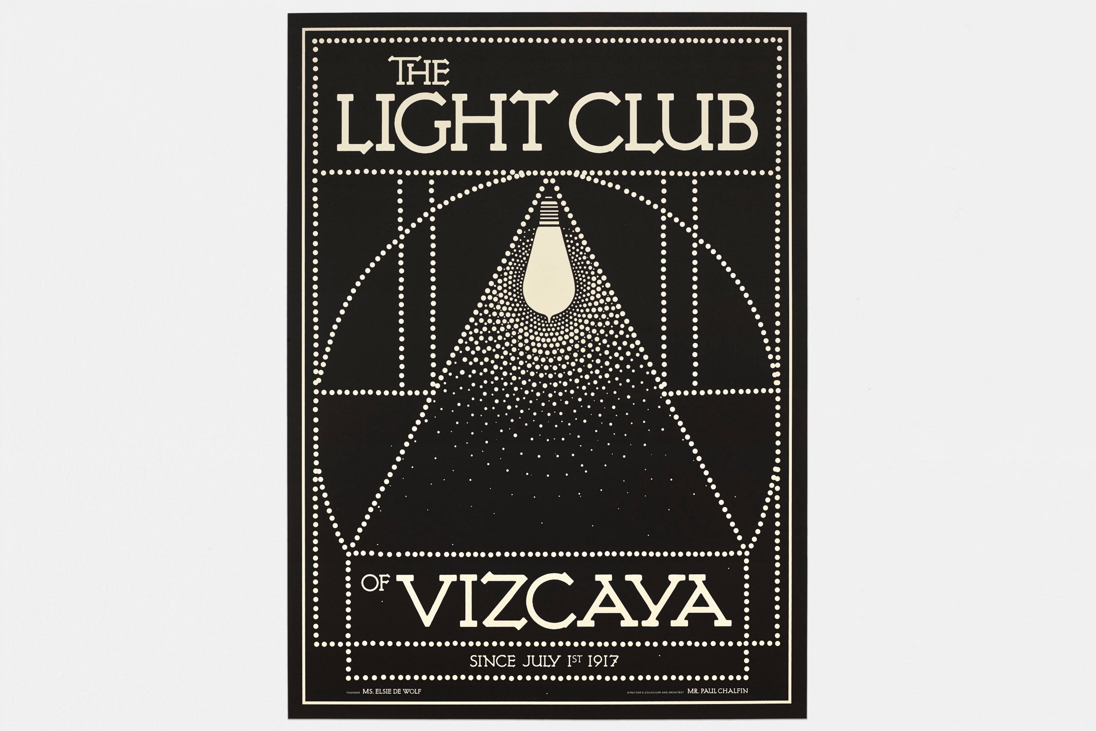 Josiah McElheny and Conny Purtill  'Poster for the 100th Anniversary of the Light Club of Vizcaya' (2017)