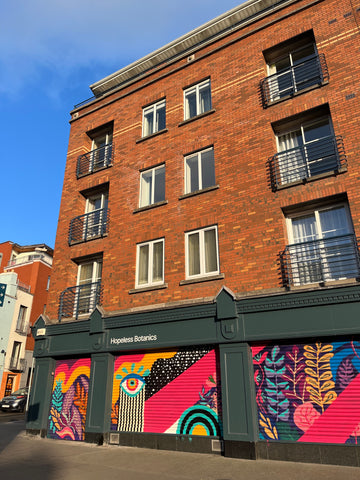 Hopeless Botanics shop front shutters repainted by Vivi Bustamante