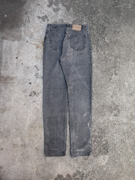 1980s Levi’s Repaired Faded Charcoal 501 (28X31) – DAMAGED GLITTER