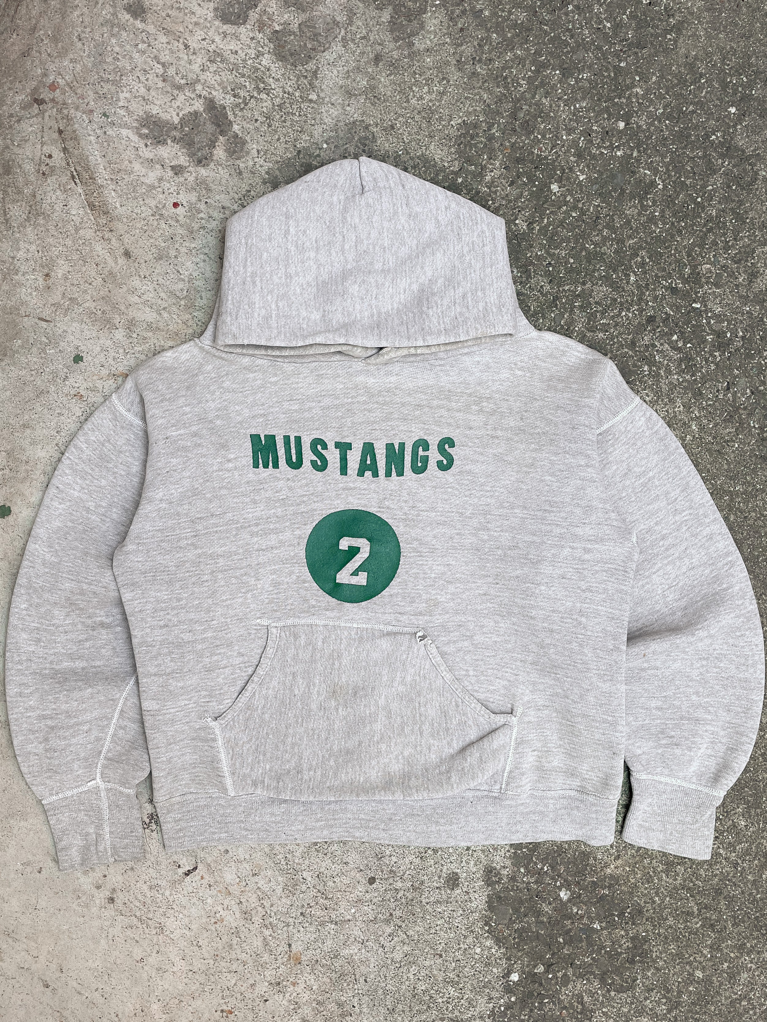 1950s/60s “Mustangs” Heather Grey Hoodie (S)