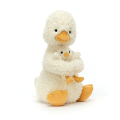Jellycat huddles Duck With a White Background