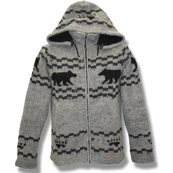 Wool Jacket with Bear/ Zip Off Hood for men and women. 100% Wool with ...