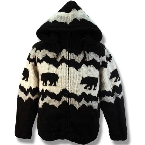 Wool Jacket with Bear/ Zip Off Hood for men and women. 100% Wool with ...