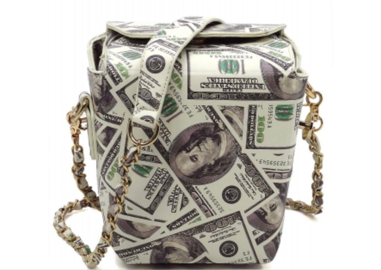 Lucky 100 Dollar Bills Takeout Box Chain Bag