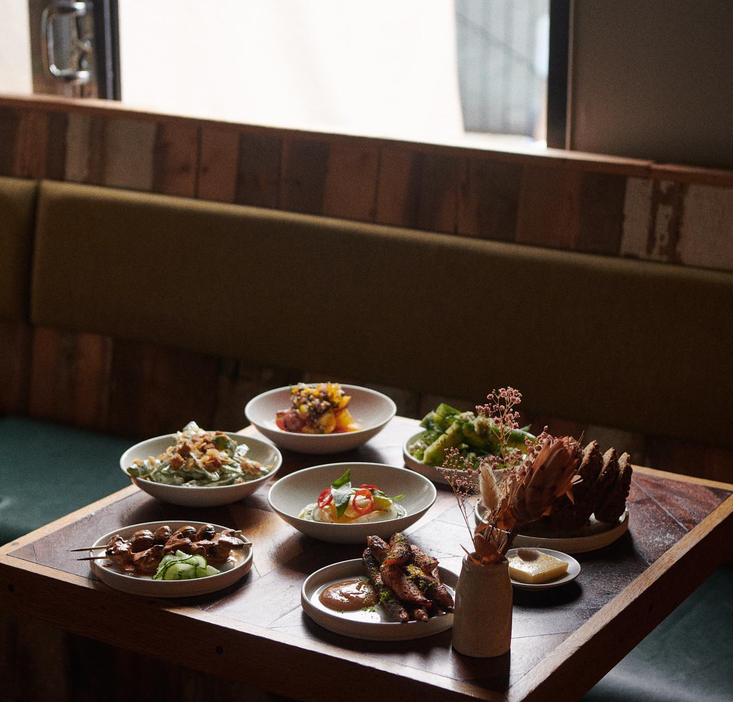 Table set with food