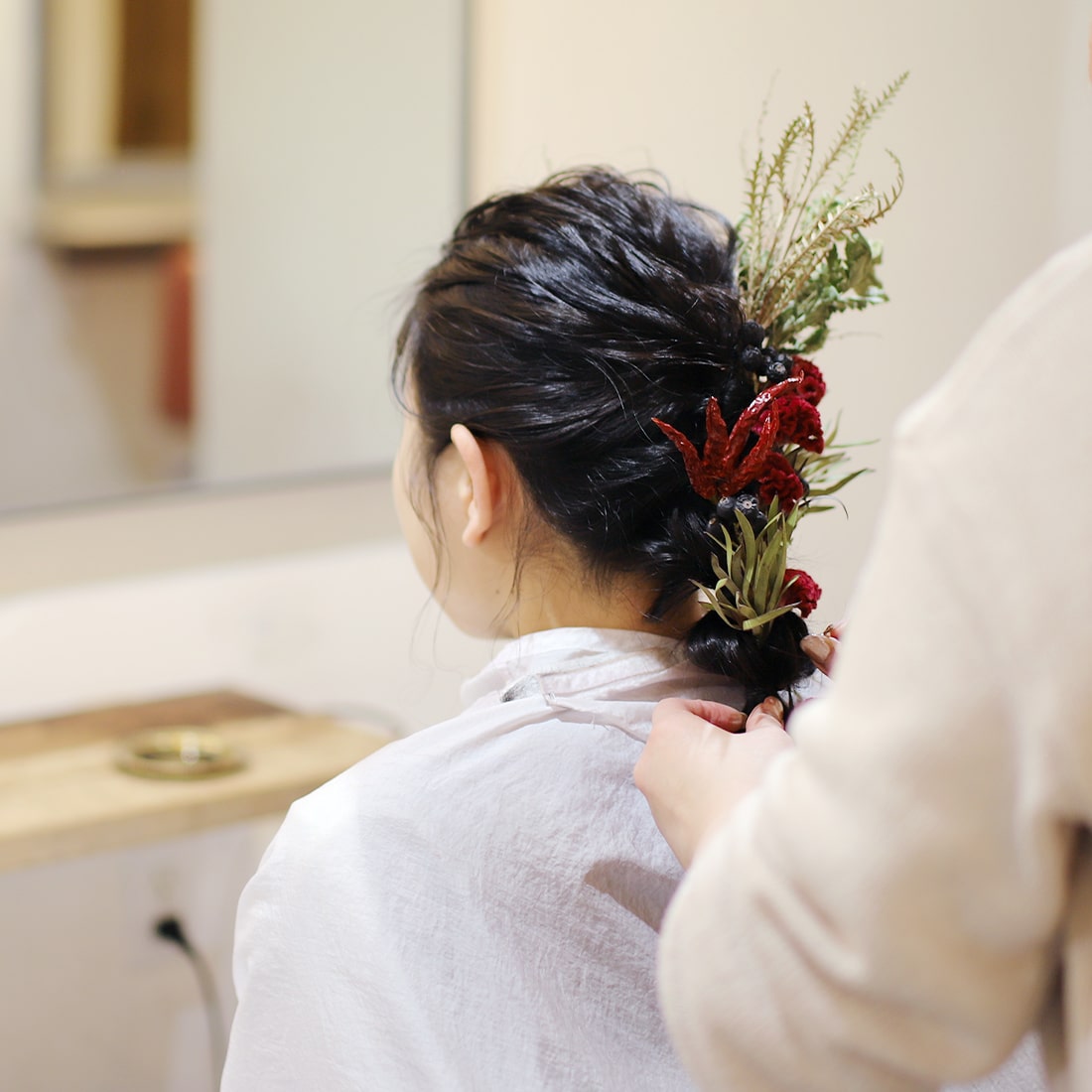 ドライフラワーのヘアアクセサリー