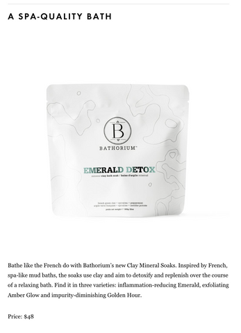 Elle magazine - bathorium clay mineral bath soaks