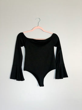 Black off the shoulder bodysuit