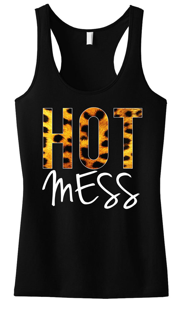 HOT MESS Tank Leopard Black Workout Tank Top – NobullWoman Apparel