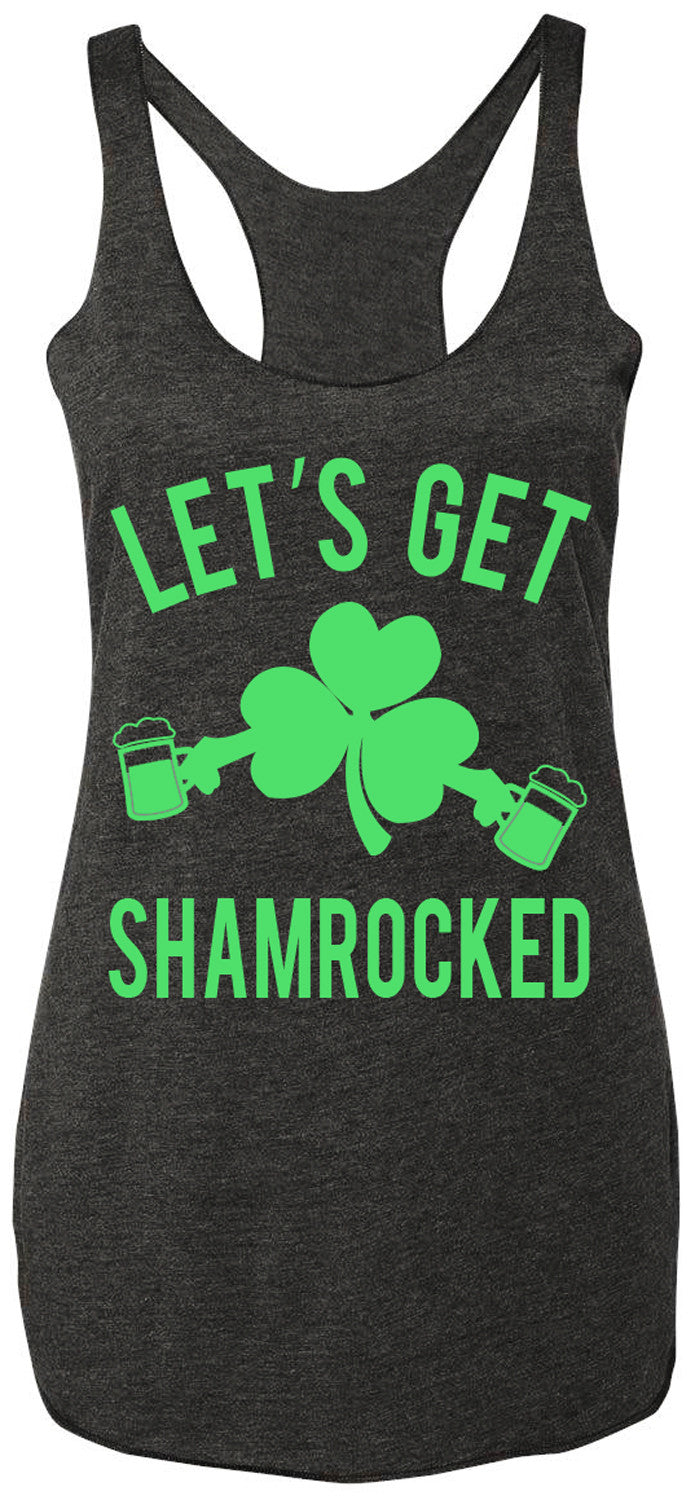 Let's Get Shamrocked - Womens Charcoal Tank Top with Green Print ...