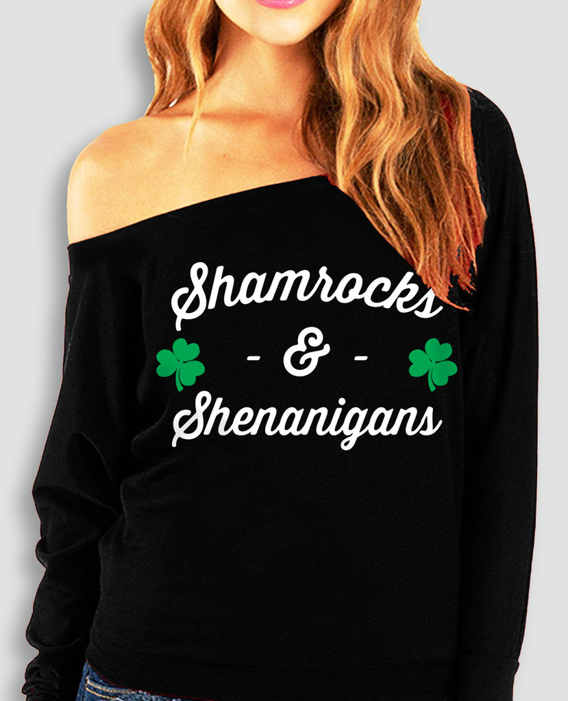 Shamrocks & Shenanigans Off-Shoulder Sweatshirt – NobullWoman Apparel