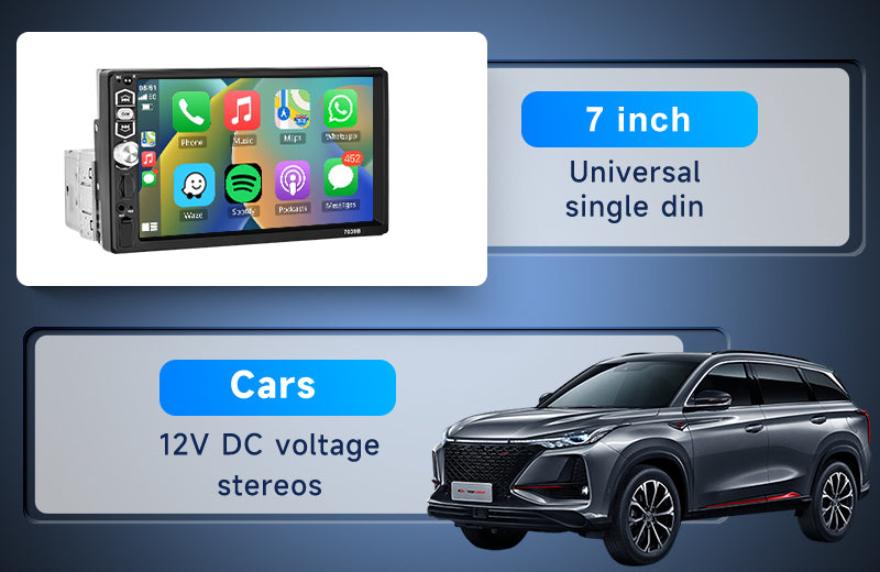 PODOFO CarPlay & Android Auto Single Din Car Stereo Radio with 7 Inch Touchscreen MP5 Player, Mirrorlink Bluetooth Audio