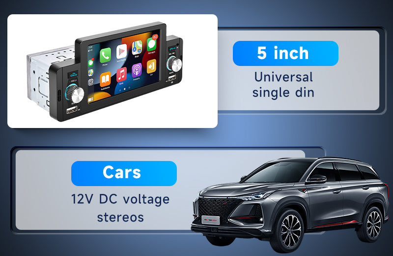 PODOFO 5 Inch Touchscreen Single Din Car Stereo Radio, MP5 Player with CarPlay & Android Auto, MirrorLink——A3107