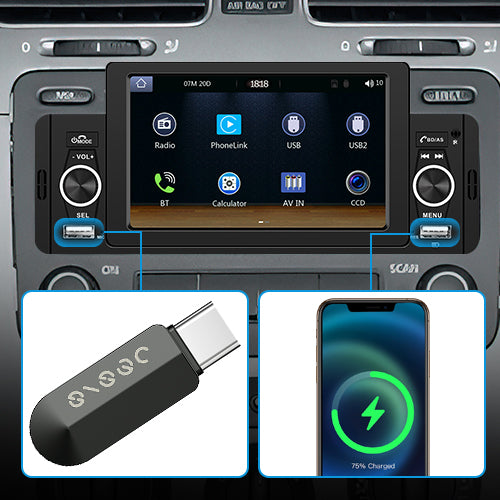 PODOFO 5 Inch Touchscreen Single Din Car Stereo Radio, MP5 Player with CarPlay & Android Auto, MirrorLink——A3107