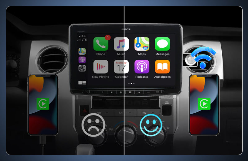 PODOFO 3-in-1 Wireless Carplay Adapter with Android 10, Convert Wired Carplay/Andriod Auto to Wireless Connection