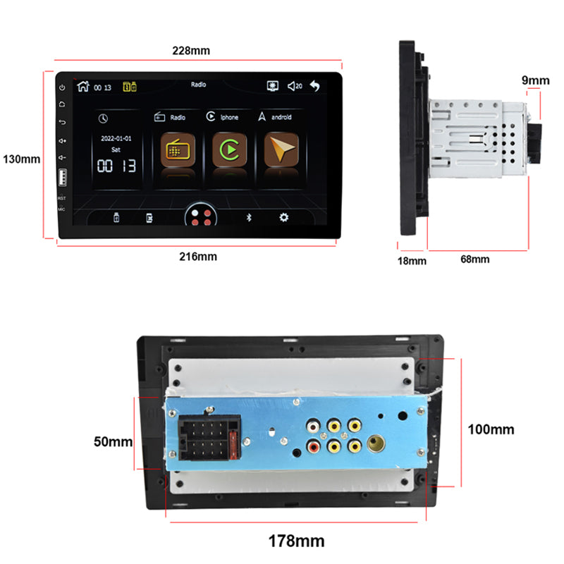 PODOFO CarPlay & Android Auto Single Din Car Stereo Radio, 9 Inch Touchscreen MP5 Player with Backup Camera