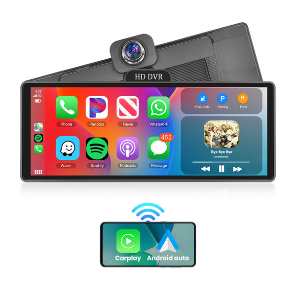 CAMECHO Pantalla Apple CarPlay/Android Auto Inalámbrico/Mirror Link,10.36  Pulgadas Reproductor de Coche con Bluetooth SIRI y Otra Asistencia de  Voz/Google/USB/TF/FM/Sin Instalación/SD-64G : : Electrónica