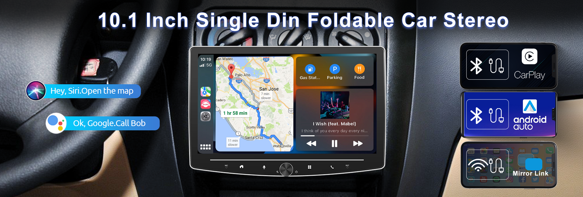 Buy Wholesale China Podofo 10.1 1 Din Android Car Radio Stereo Autoradio  360 Degree Rotating/gps/wifi/carplay/hifi Auto Electronnics (1+32) & 1+32gb  Android Car Radio at USD 69.99