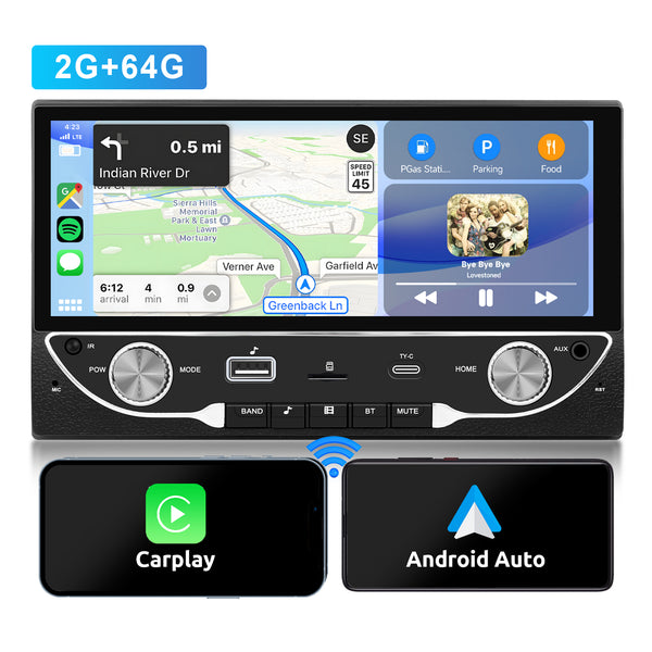 Hikity Single Din Car Stereo 7 Inch Touchscreen with Apple Carplay Android  Auto Bluetooth 5.1, Car Audio Receiver with Mirror Link FM Radio SWC USB