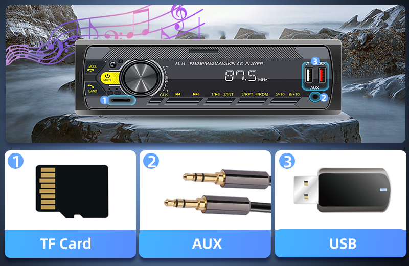 PODOFO Single Din MP3 Player Multimedia Car Stereo, In-Dash Car Radios Subwoofer USB SD AUX-IN Siri