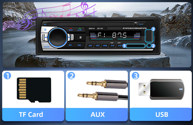 PODOFO Single Din MP3 Player Multimedia Car Stereo, In-Dash Car Radios USB SD AUX-IN