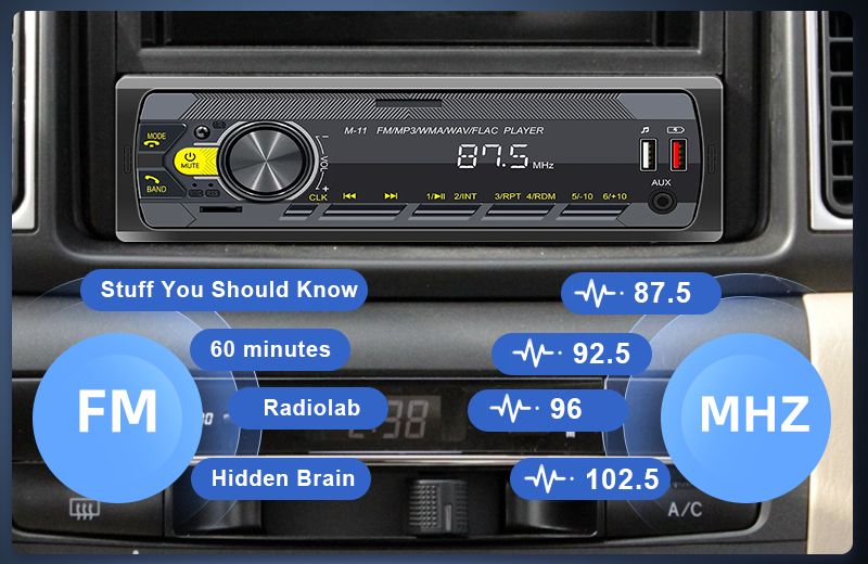 PODOFO Single Din MP3 Player Multimedia Car Stereo, In-Dash Car Radios Subwoofer USB SD AUX-IN Siri