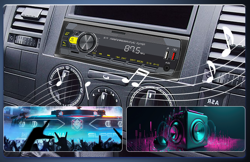 PODOFO Single Din MP3 Player Multimedia Car Stereo, In-Dash Car Radios Subwoofer USB SD AUX-IN Siri