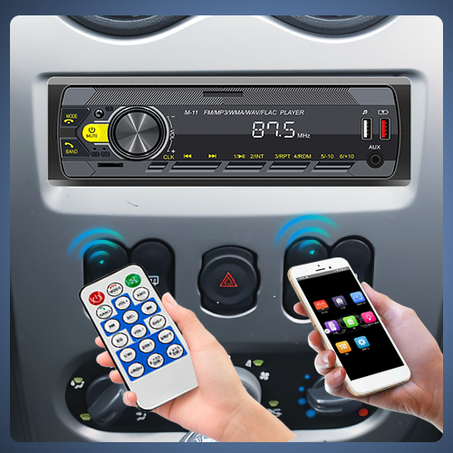 PODOFO Single Din MP3 Player Multimedia Car Stereo, In-Dash Car Radios Subwoofer USB SD AUX-IN Siri