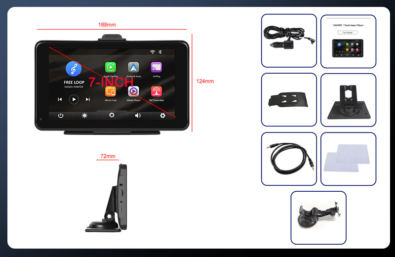 A3135 Écran intelligent câblé HD de 7 pouces avec CarPlay sans fil