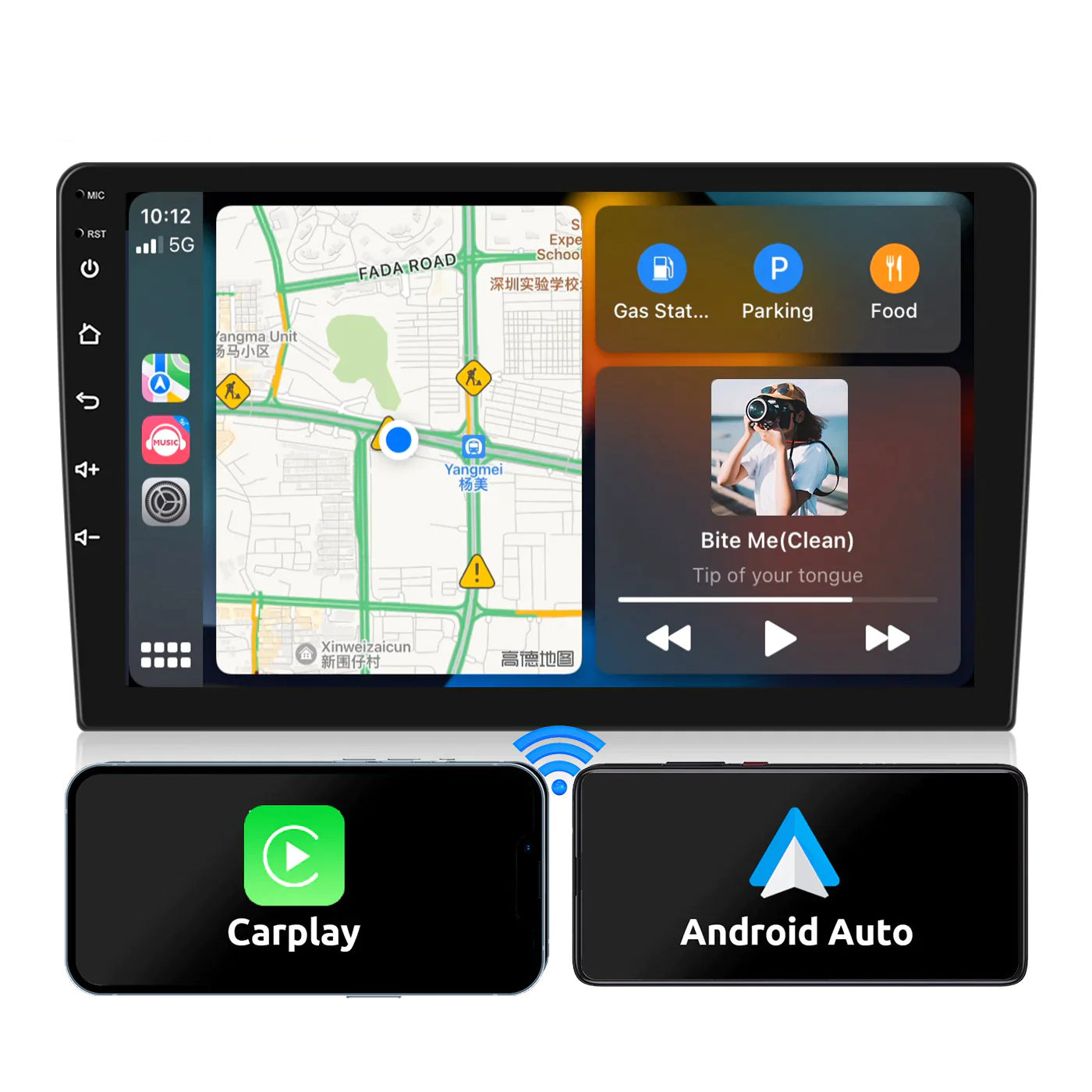 PODOFO 7 Inch Double Din Car Stereo with Apple CarPlay & Android Auto,