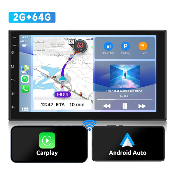  1G+32G Double Din Android 13 Car Stereo with Wireless Apple  Carplay Android Auto, 10.1 Inch Touch Screen Car Radio with HiFi/BT/GPS  Navigation Support Fastboot Backup Camera WiFi Connection : Electronics