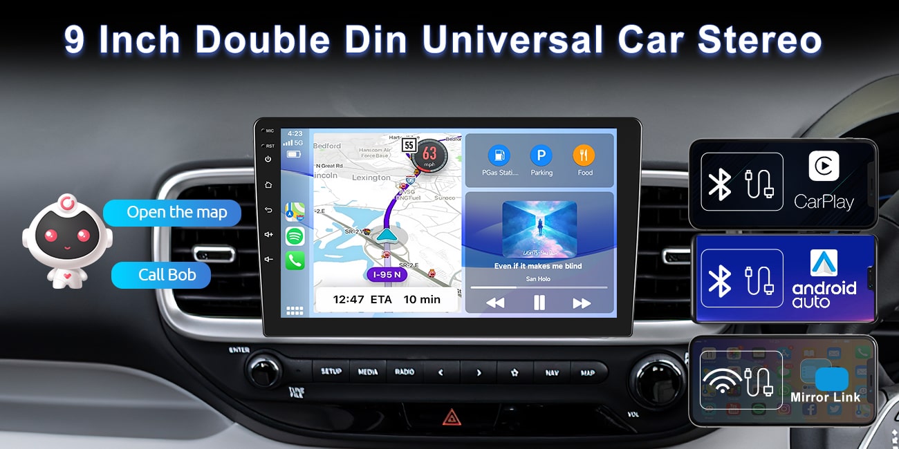 13.3 inch Android Car Stereo Tounch Screen Universal Double Din 6+128GB  Rotatable Carplay Radio