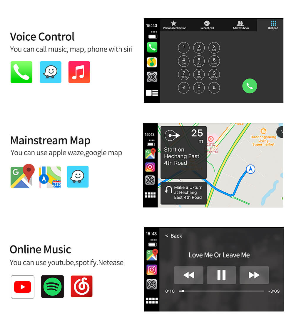 PODOFO Portable 9.3 Wireless Carplay Screen & Android Auto Review-map