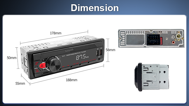 PODOFO Single Din MP3 Player Multimedia Car Stereo, In-Dash Car Radios Subwoofer USB SD AUX-IN Siri