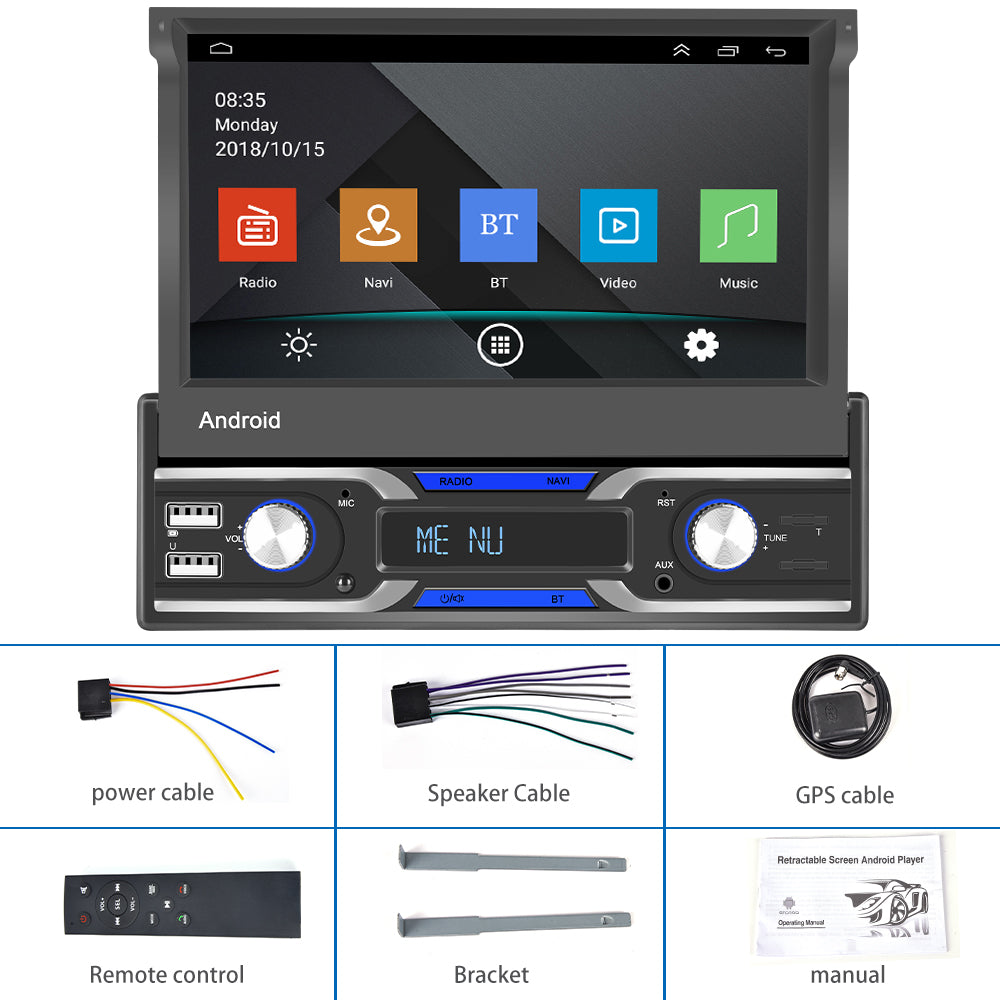 Terugbetaling Tien Calligrapher PODOFO 1 Din Android 10.1 Car Radio Autoradio 7'' Foldable Touch Scree