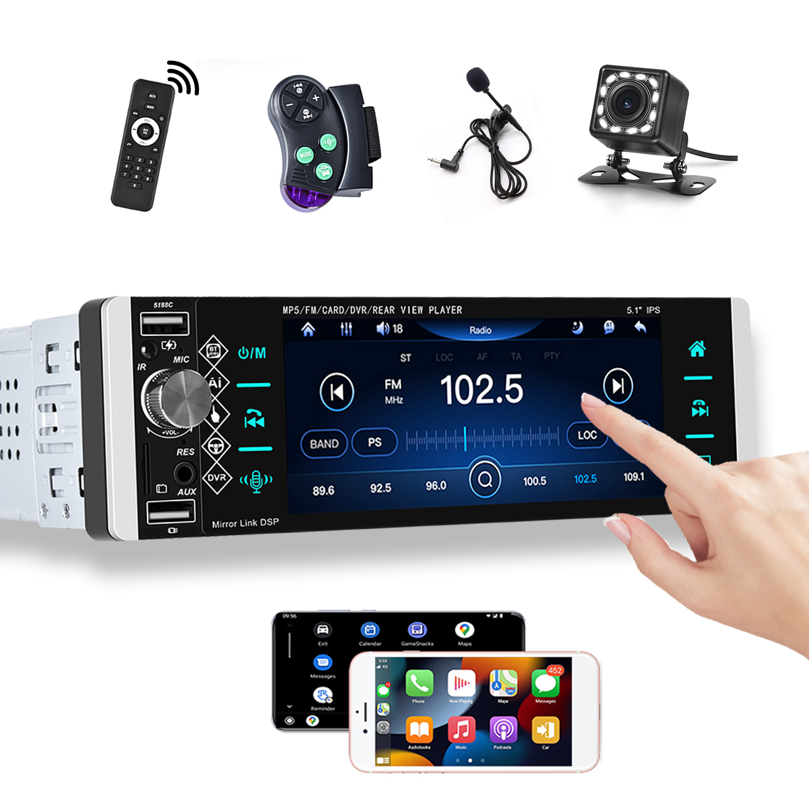 Dressoir Schildknaap tolerantie Podofo 1 Din Autoradio mit Carplay Android Auto 5"-Touchscreen Bluetoo –  PODOFO