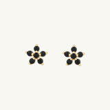 Black Flower Sapphire Stud Earrings