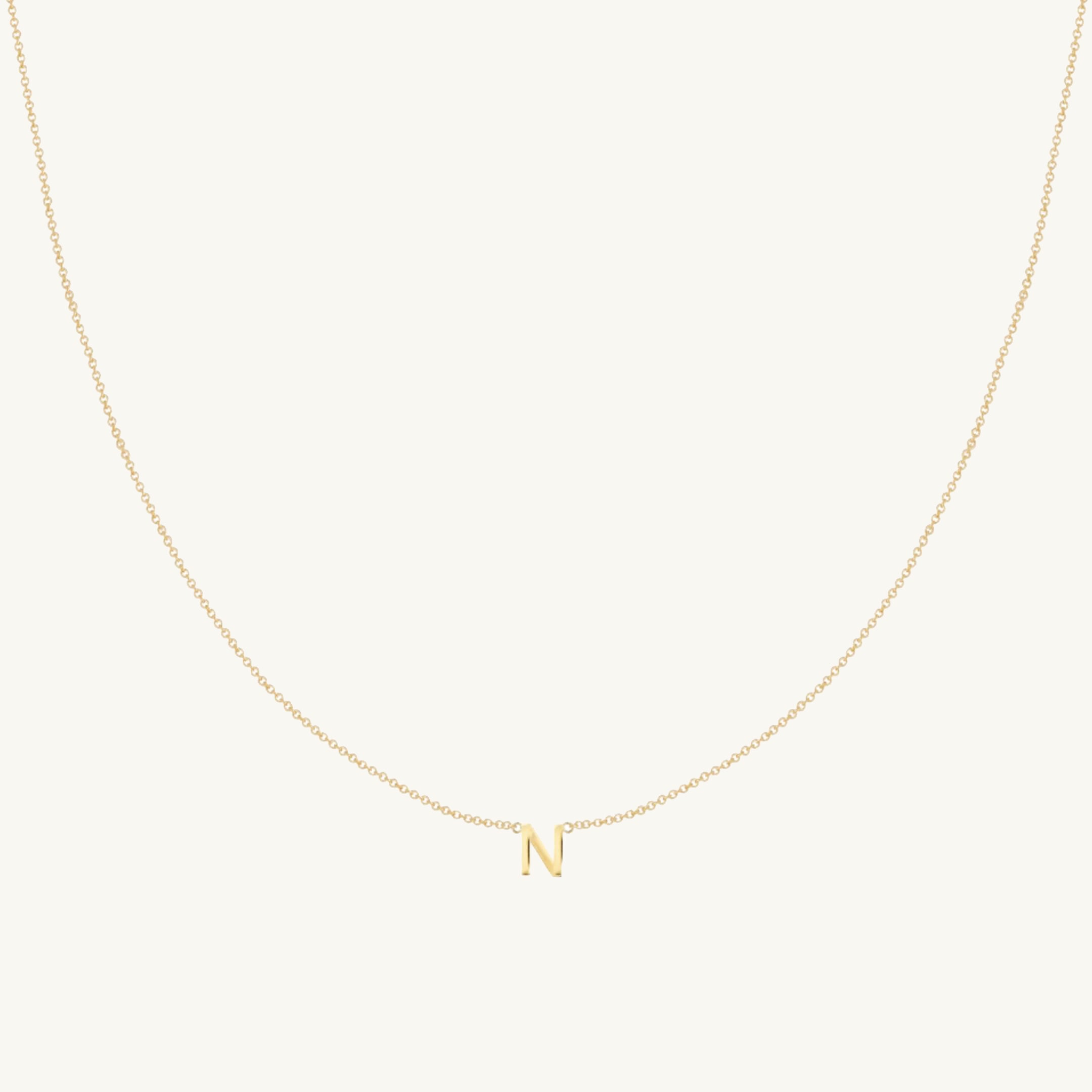 Letter V Inline Initial Necklace in 18k Gold Vermeil