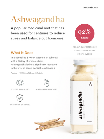 Apothekary - Ashwagandha - Stress support + Anti-Inflammatory Skin Protection (12 Servings)