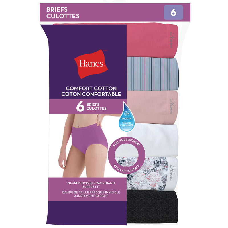 Hanes Women's Core Cotton Bikini Underwear Panties 6pk - Colors and Pattern  May Vary 6 6 ct