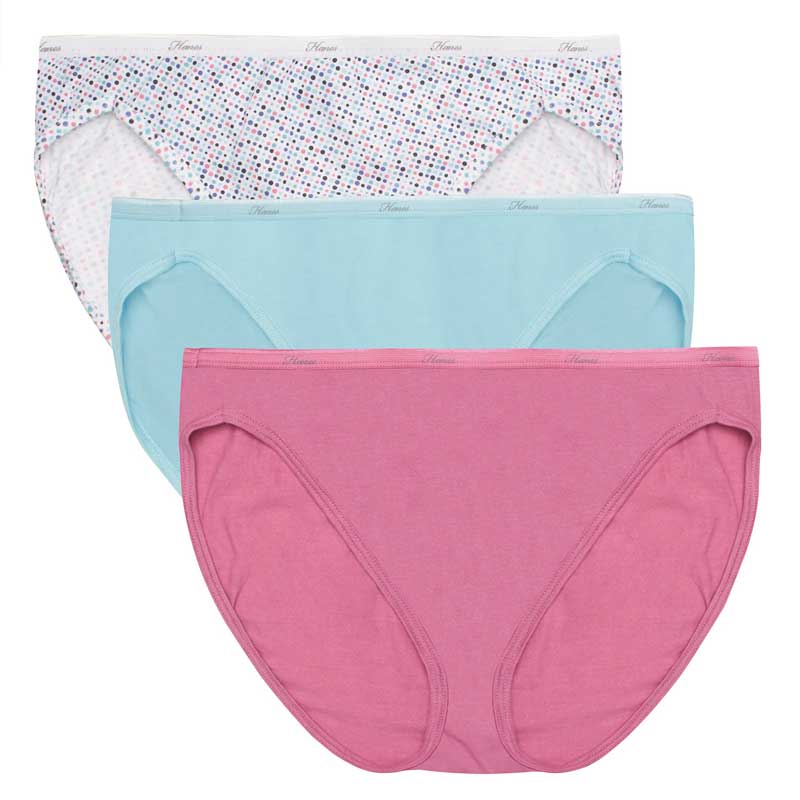 Hanes Cool Comfort Cotton Hi-Cut Panties, Assorted Colors, 6 Pack - Runnings