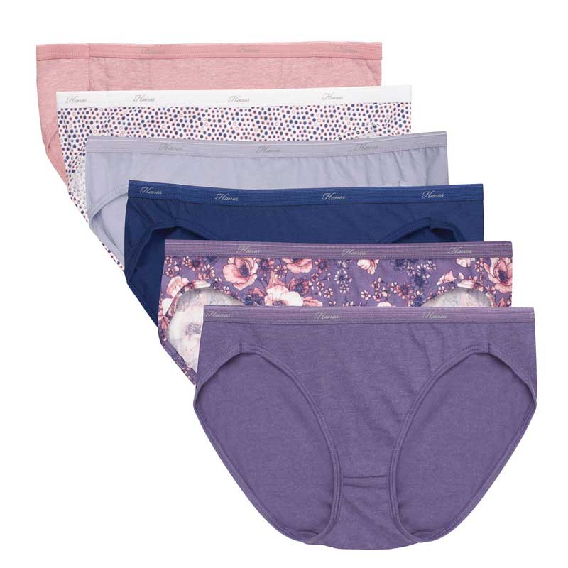 Women's Hanes 42W5CS Cotton Stretch Bikini Panty - 5 Pack  (Green/Lilac/Lavender 9) 