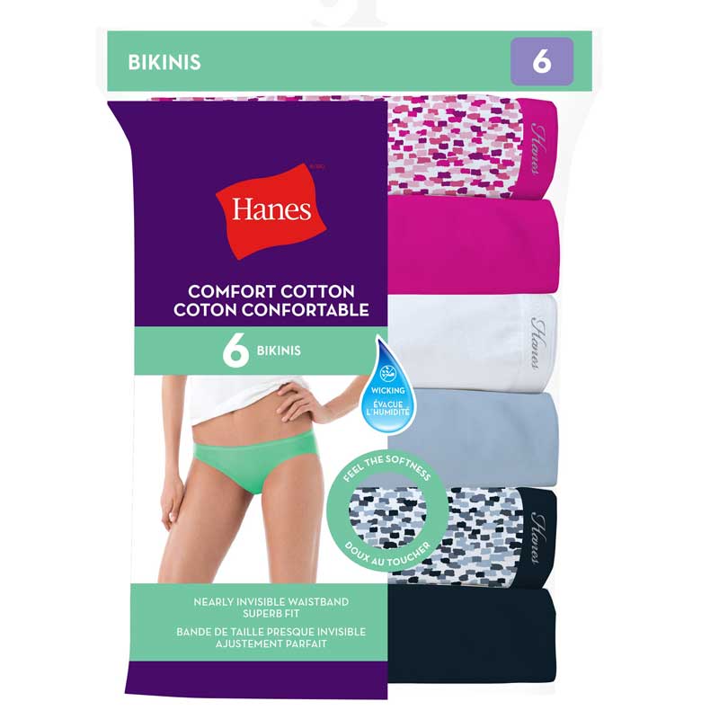Hanes Ladies Comfort Cotton Hi-Cut 6 Pack Underwear – Camp