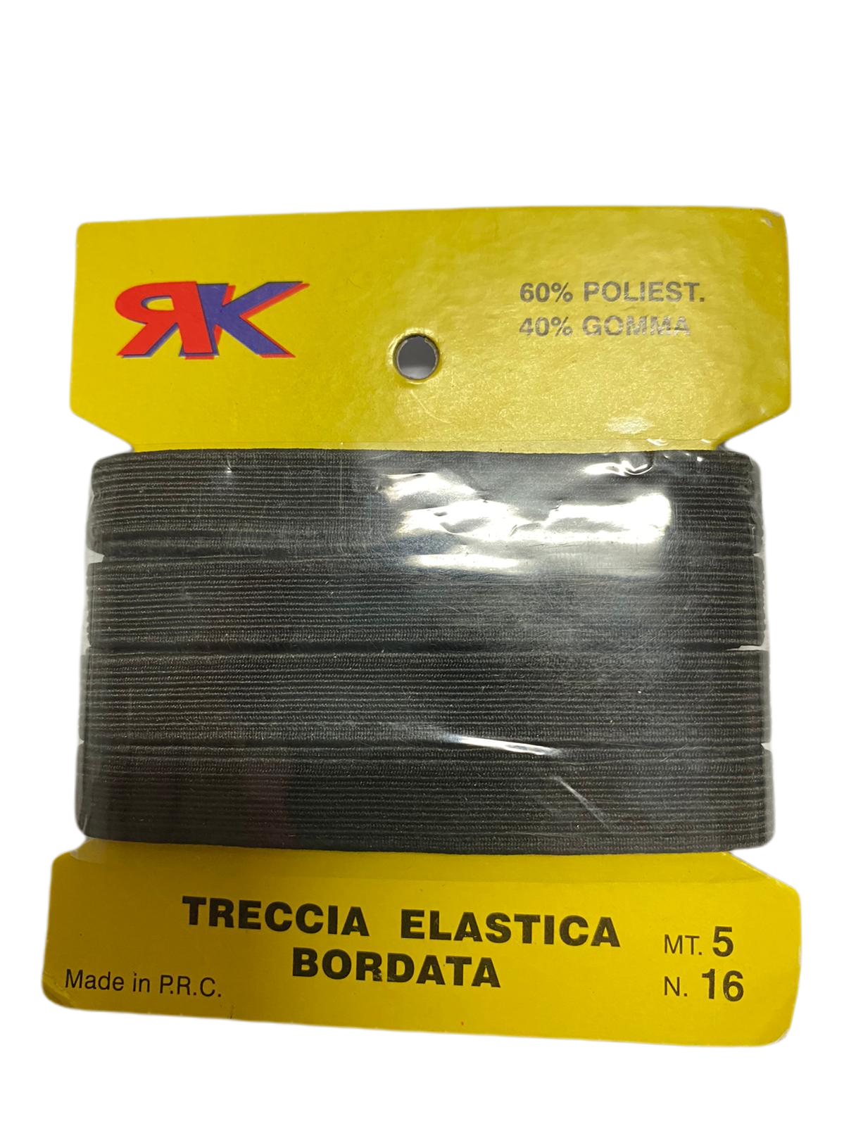 MOLLA NERO TRECCIA ELASTICA BORDATA 5 METRI ALTA 16 MM – La Merceria Online