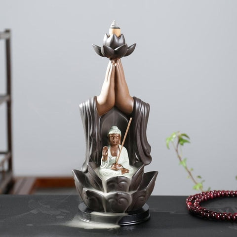 Buddha Lotus Prayer Hands Incense Burner Om Delights