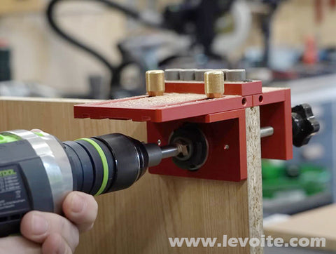 Levoite Dowelling Jig For Furniture Fast Connecting Cam Fitting 3 In 1 Woodworking Drill Guide Kit Locator