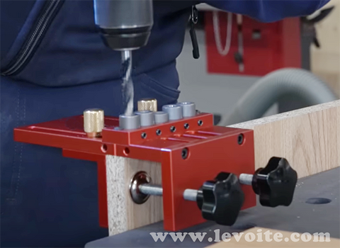 Levoite Dowelling Jig For Furniture Fast Connecting Cam Fitting 3 In 1 Woodworking Drill Guide Kit Locator