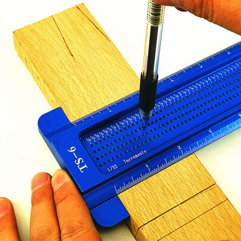 Levoite Pocket T Square for Precise Layout Work & Joinery Woodworking T-Square Ruler with Scribing Guides